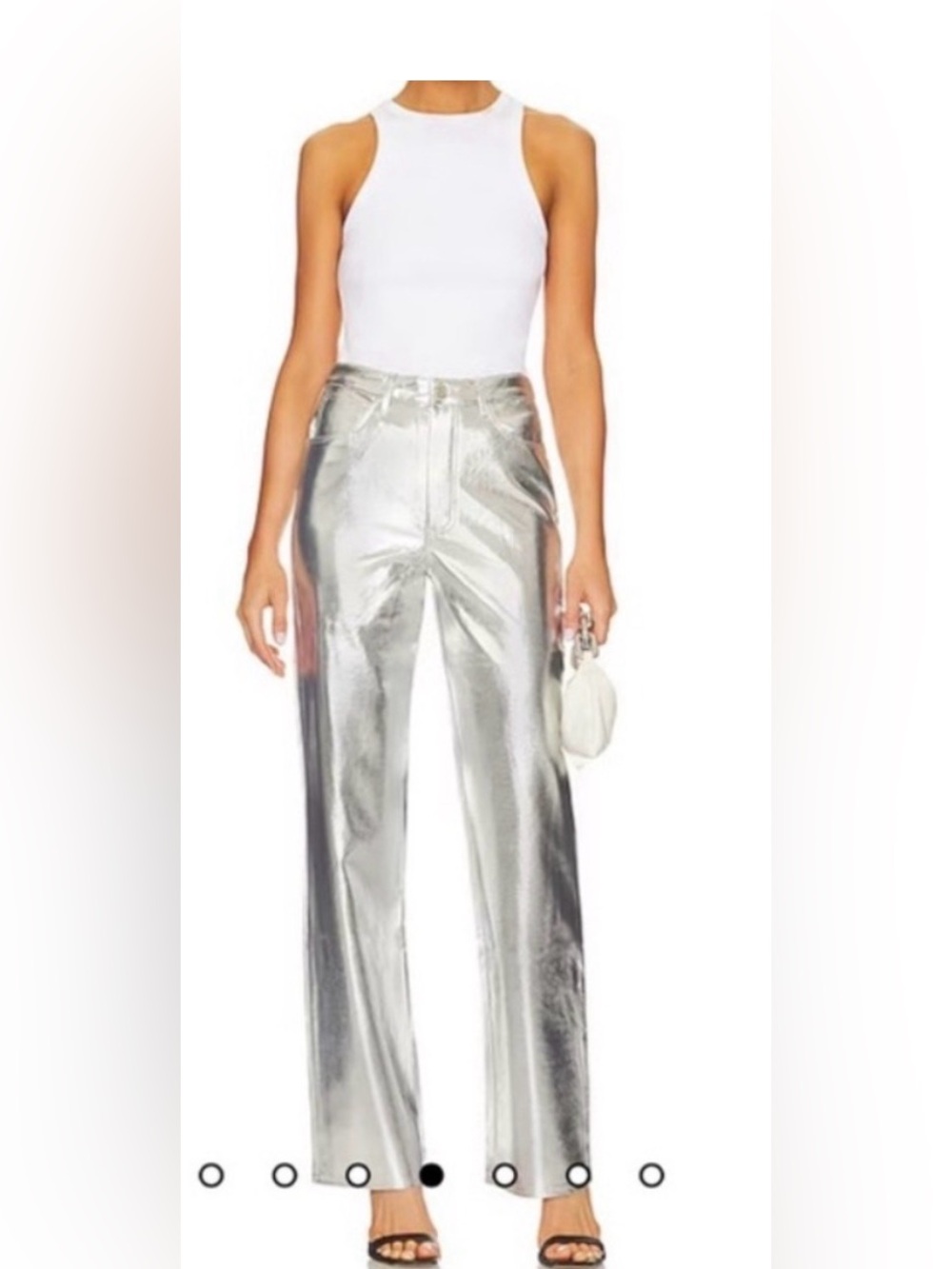 WeWoreWhat Metallic Silver Straight-Leg Pants